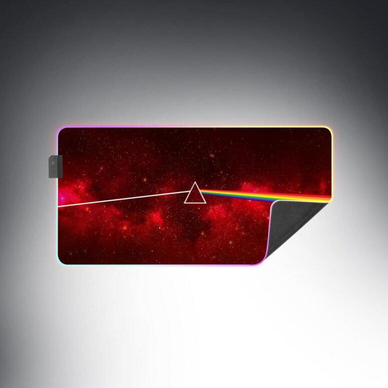 Dark Side Of The Moon Art Red Magic RGB Pink Floyd Luminous Mouse Pad Led