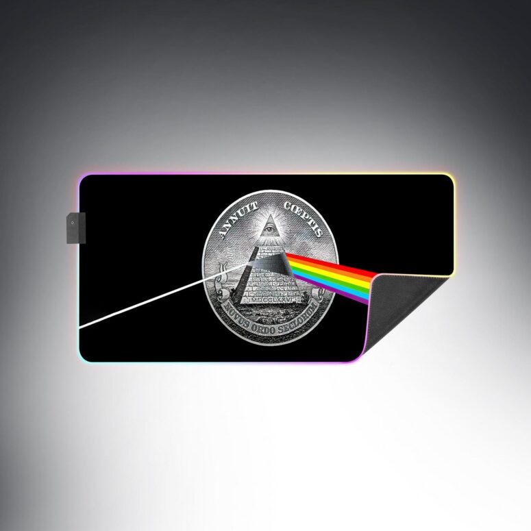 God We Trust With Magic RGB Pink Floyd Luminous Mouse Pad Led