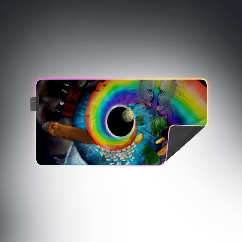 Pink Floyd Album Collage Art Magic RGB Luminous Mouse Pad Led