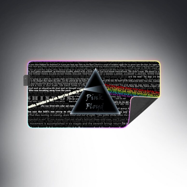 Pink Floyd Lyric Collage Prism Vintage Magic RGB Luminous Mouse Pad Led