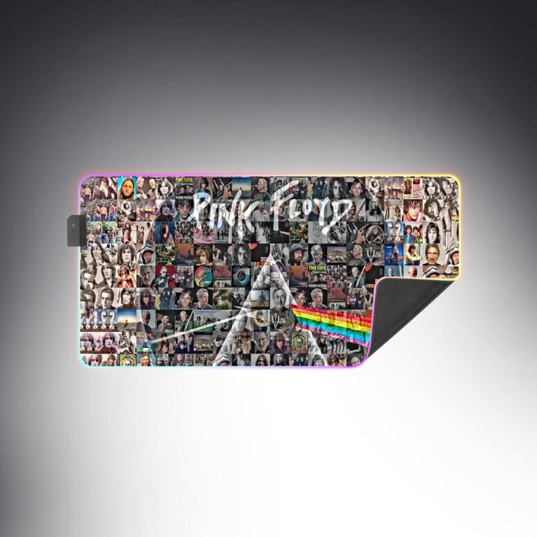 Pink Floyd Photo Mosaic Print Art of All Things Magic RGB Luminous Mouse Pad Led
