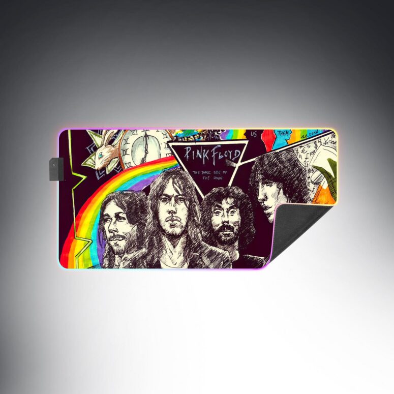 Pink Floyd The dark side of the moon Illustration Magic RGB Luminous Mouse Pad Led