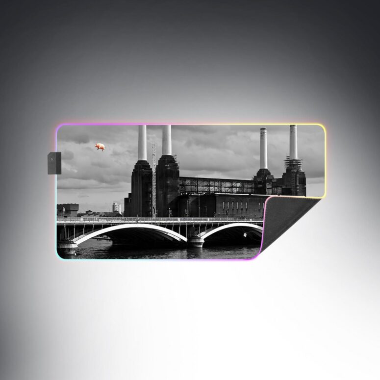 Pink Pig Over Battersea 3 Black and White Magic RGB Pink Floyd Luminous Mouse Pad Led