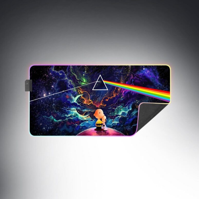 Snoopy and Charlie Brown Dark Side Of The Moon Magic RGB Pink Floyd Luminous Mouse Pad Led Snoopy and Charlie Brown Dark Side Of The Moon Magic RGB Pink Floyd Luminous Mouse Pad Led