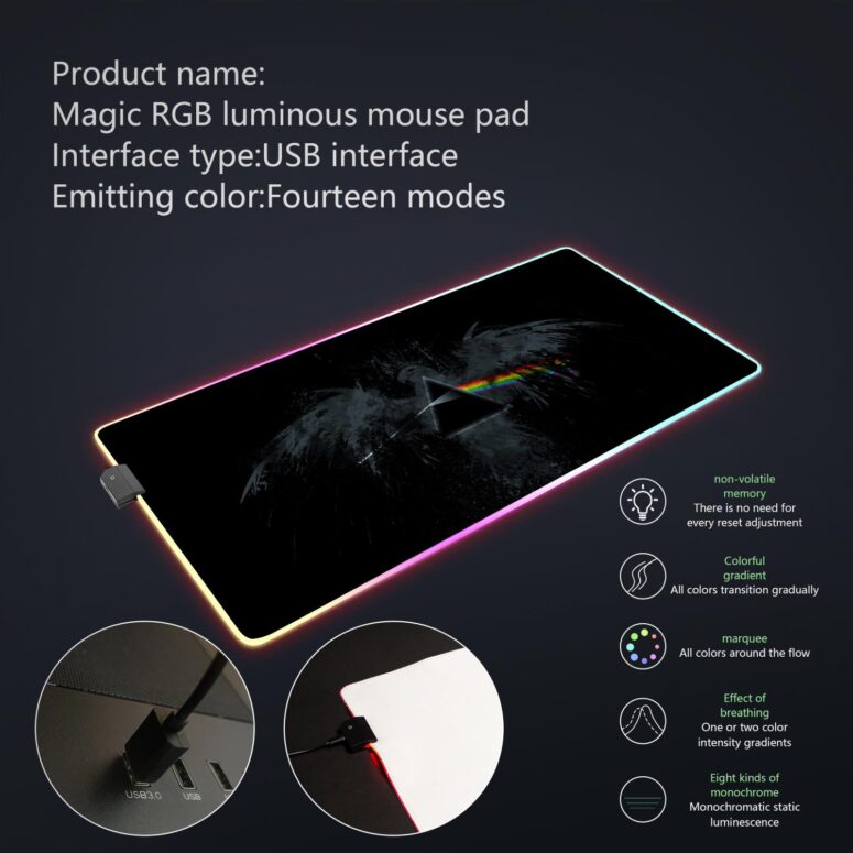 Dark Side Of The Moon Eagle Art Magic RGB Pink Floyd Luminous Mouse Pad Led Dark Side Of The Moon Eagle Art Magic RGB Pink Floyd Luminous Mouse Pad Led