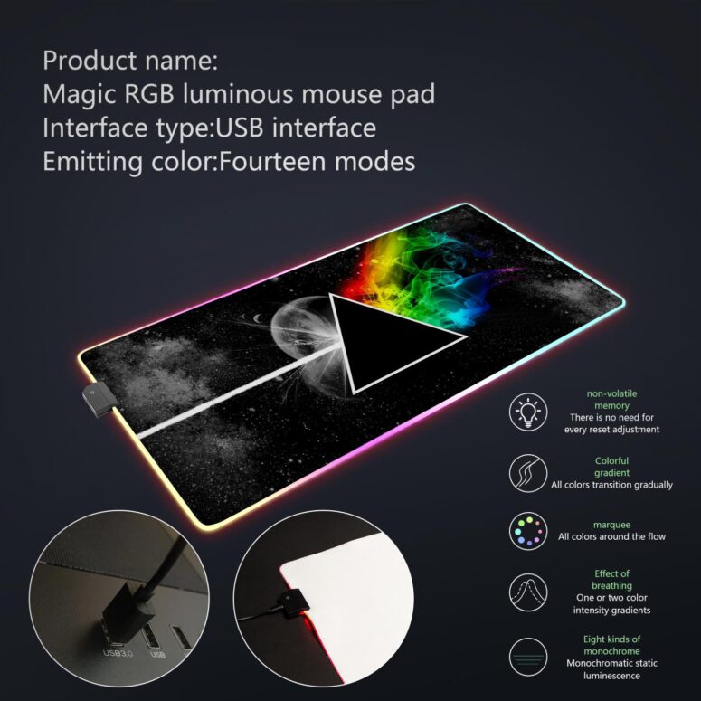 Dark Side Of the Moon in Space Magic RGB Pink Floyd Luminous Mouse Pad Led Dark Side Of the Moon in Space Magic RGB Pink Floyd Luminous Mouse Pad Led