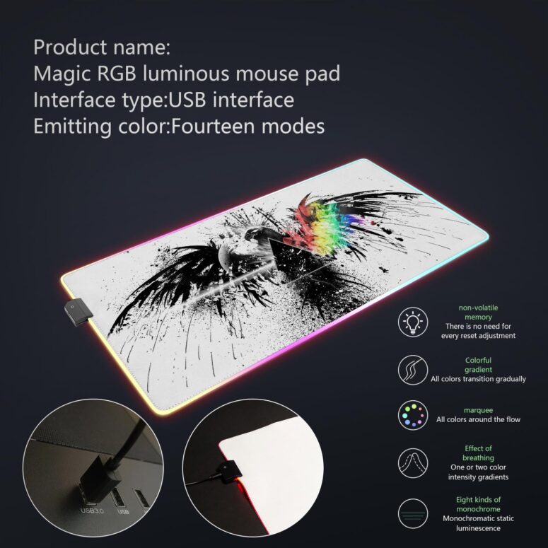 Eagle Dark Side Of The Moon Wall Art Magic RGB Pink Floyd Luminous Mouse Pad Led Eagle Dark Side Of The Moon Wall Art Magic RGB Pink Floyd Luminous Mouse Pad Led