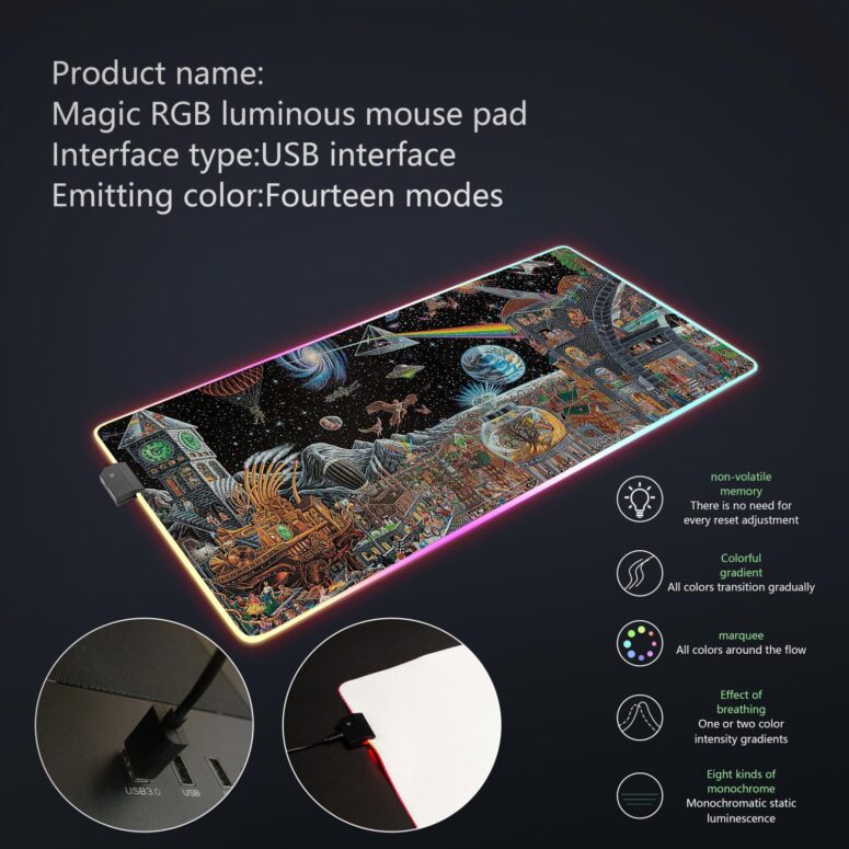 Echoes From The Darkside Of The Moon Magic RGB Pink Floyd Luminous Mouse Pad Led Echoes From The Darkside Of The Moon Magic RGB Pink Floyd Luminous Mouse Pad Led