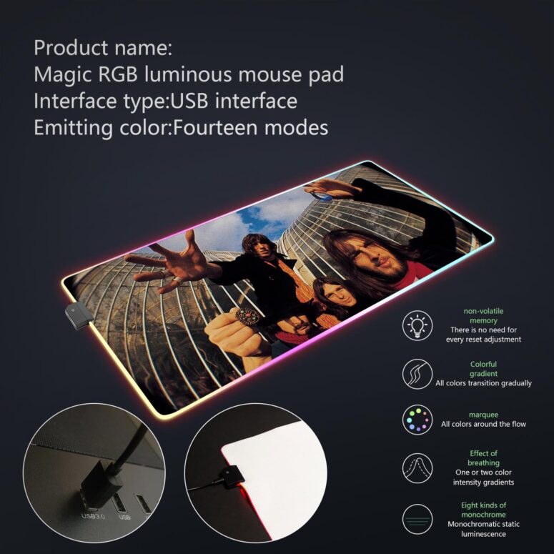 Fish Eye Photo Of Pink Floyd Magic RGB Luminous Mouse Pad Led