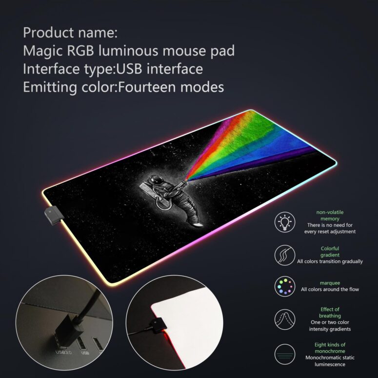 Just Remember To Fall in Love Magic RGB Pink Floyd Luminous Mouse Pad Led