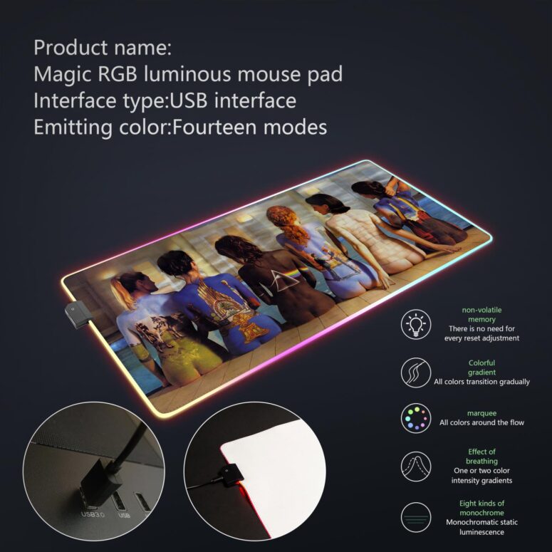 Pink Floyd Back Art Magic RGB Luminous Mouse Pad Led Pink Floyd Back Art Magic RGB Luminous Mouse Pad Led