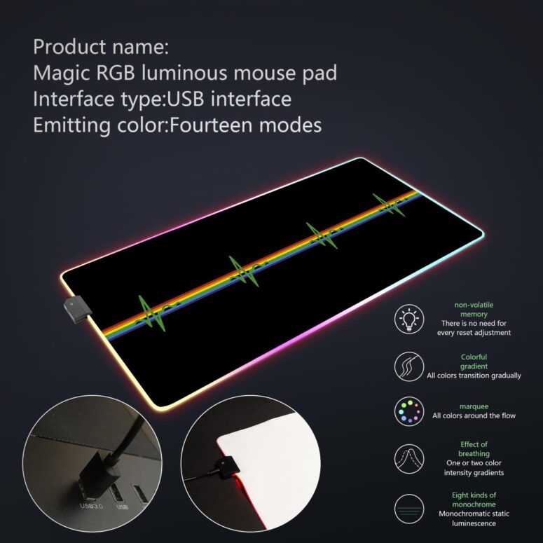 Pink Floyd HeartBeat Magic RGB Luminous Mouse Pad Led Pink Floyd HeartBeat Magic RGB Luminous Mouse Pad Led