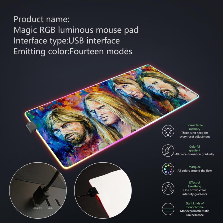 Pink Floyd Members Water Color Art Magic RGB Luminous Mouse Pad Led Pink Floyd Members Water Color Art Magic RGB Luminous Mouse Pad Led