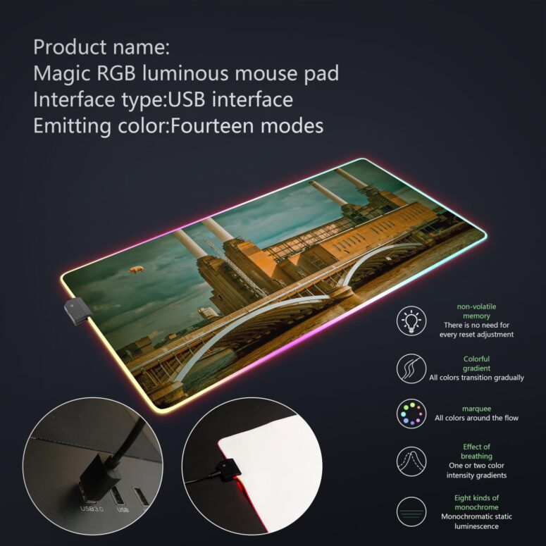 Flying Pig at Battersea Power Station Magic RGB Pink Floyd Luminous Mouse Pad Led Flying Pig at Battersea Power Station Magic RGB Pink Floyd Luminous Mouse Pad Led