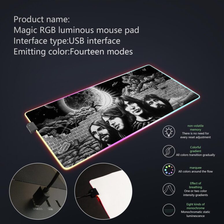 Pink Floyd Psychedelism Magic RGB Luminous Mouse Pad Led