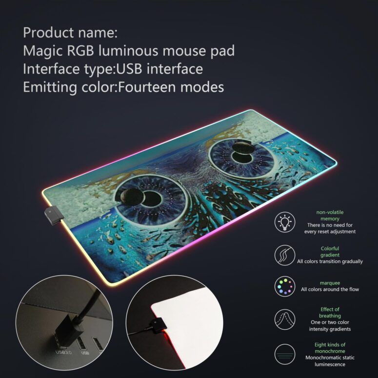 Pulse Owl Eyes Magic RGB Pink Floyd Luminous Mouse Pad Led Pulse Owl Eyes Magic RGB Pink Floyd Luminous Mouse Pad Led