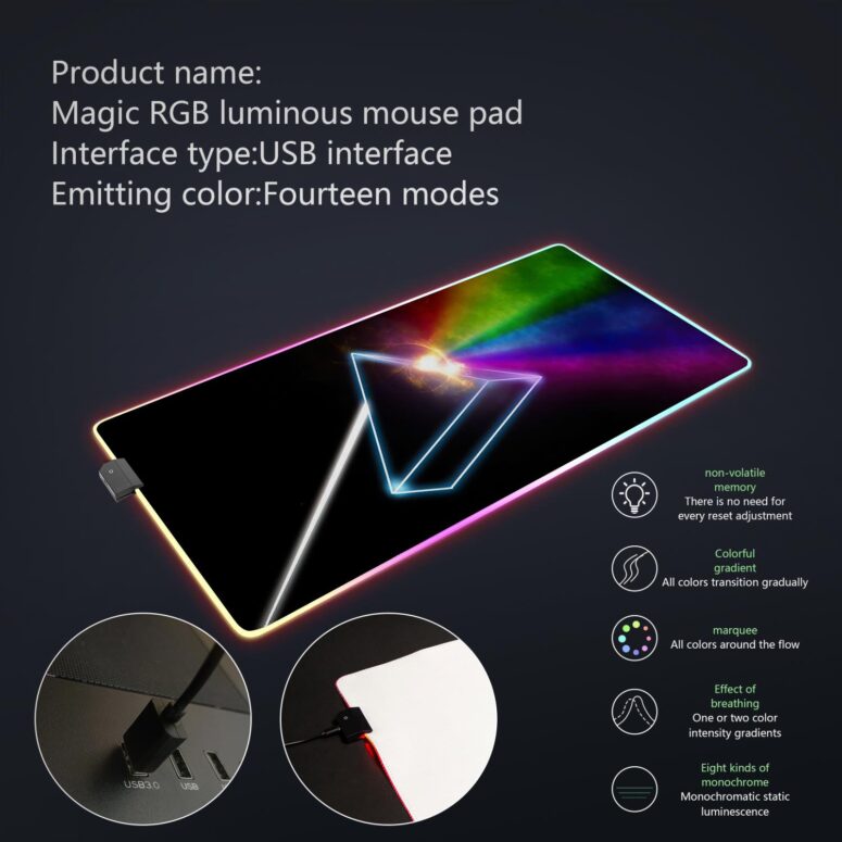 The Dark Side Of The Moon Art Magic RGB Pink Floyd Luminous Mouse Pad Led The Dark Side Of The Moon Art Magic RGB Pink Floyd Luminous Mouse Pad Led