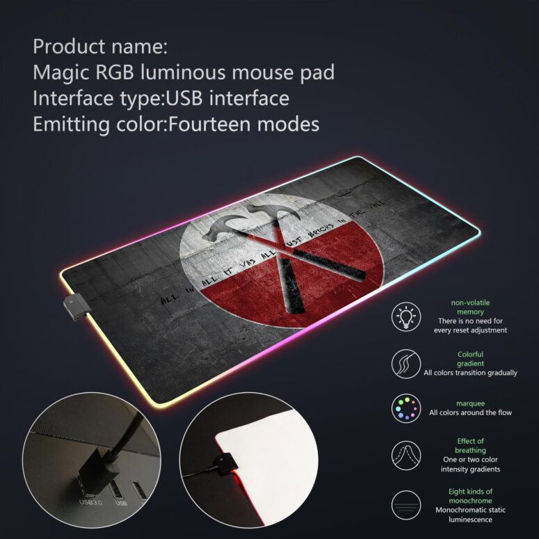 The Wall Magic RGB Pink Floyd Luminous Mouse Pad Led