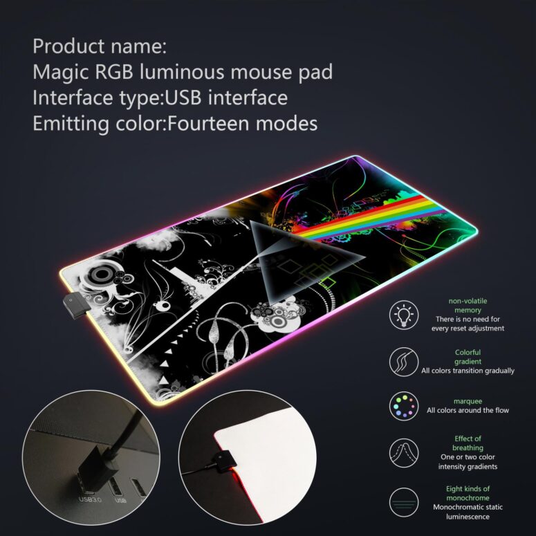 Universe Pink Floyd Wall Art Magic RGB Luminous Mouse Pad Led Universe Pink Floyd Wall Art Magic RGB Luminous Mouse Pad Led