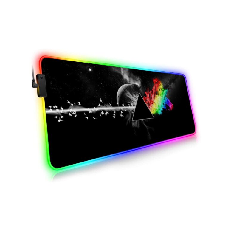 Dark Side Of the Moon in Space Digital Art Magic RGB Pink Floyd Luminous Mouse Pad Led