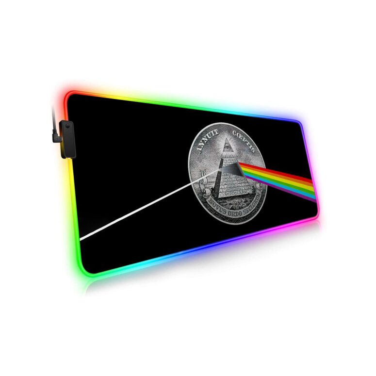 God We Trust With Magic RGB Pink Floyd Luminous Mouse Pad Led
