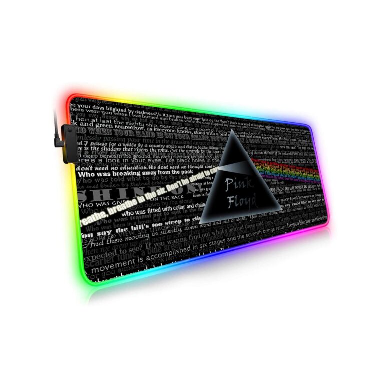 Pink Floyd Lyric Collage Prism Vintage Magic RGB Luminous Mouse Pad Led