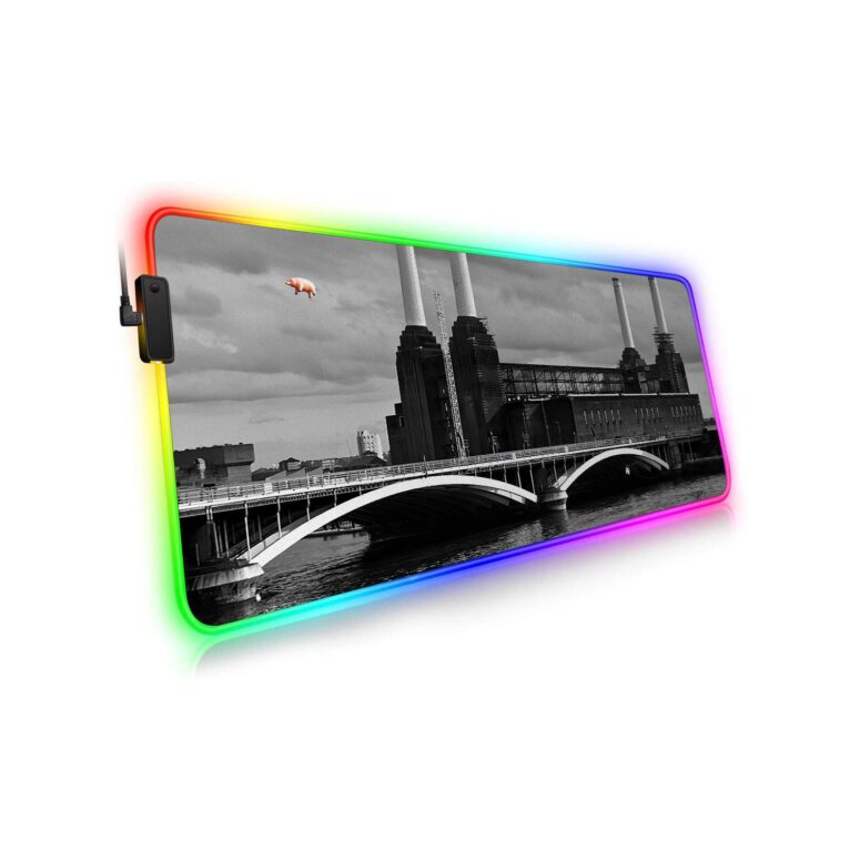 Pink Pig Over Battersea 3 Black and White Magic RGB Pink Floyd Luminous Mouse Pad Led