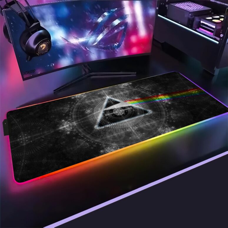 Dark Side Of The Moon Psychedelic Art Magic RGB Pink Floyd Luminous Mouse Pad Led