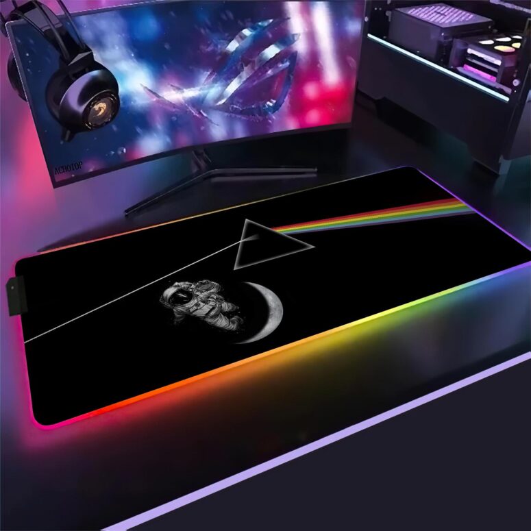 Dark Side Of The Moon and Astronaut Moon Magic RGB Pink Floyd Luminous Mouse Pad Led
