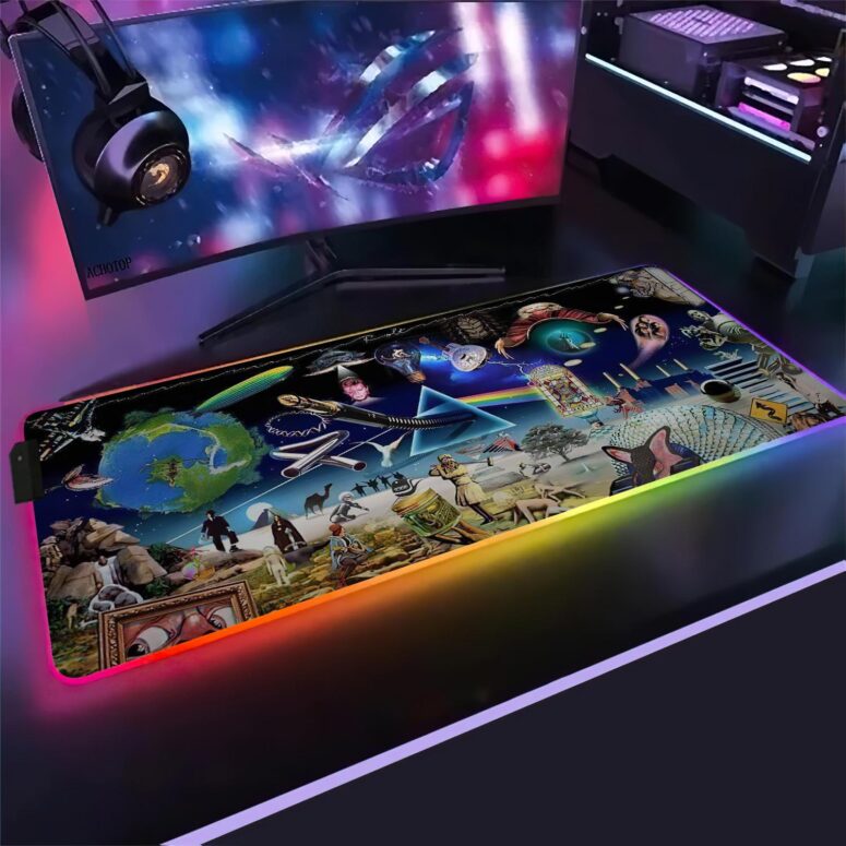 Music is always by your side Magic RGB Pink Floyd Luminous Mouse Pad Led