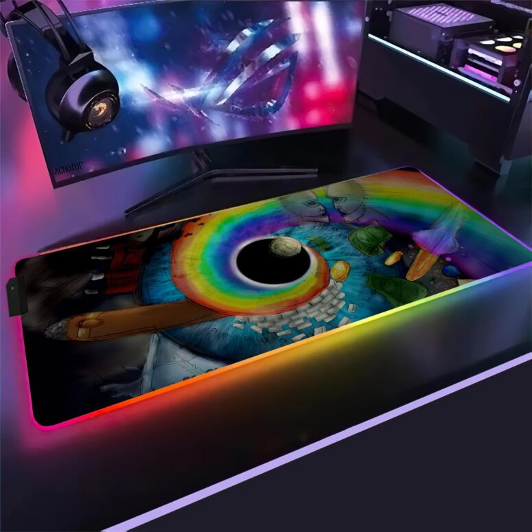 Pink Floyd Album Collage Art Magic RGB Luminous Mouse Pad Led