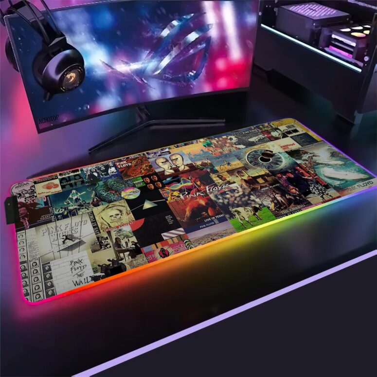 Pink Floyd Albums Collage Magic RGB Luminous Mouse Pad Led
