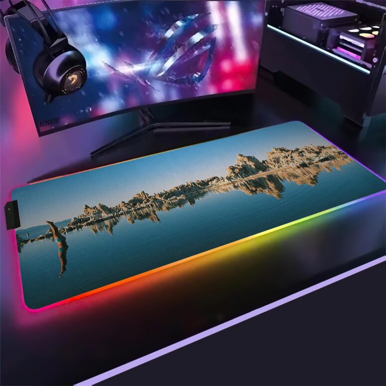 Mono Lake Wish You Were Here, Diver, Album Inner Sleeve Magic RGB Pink Floyd Luminous Mouse Pad Led