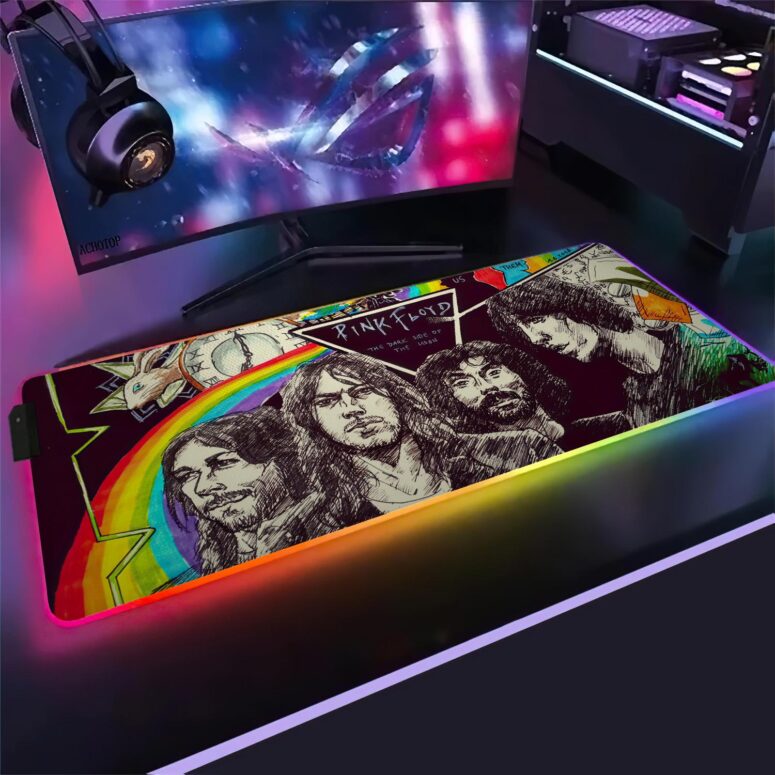 Pink Floyd The dark side of the moon Illustration Magic RGB Luminous Mouse Pad Led