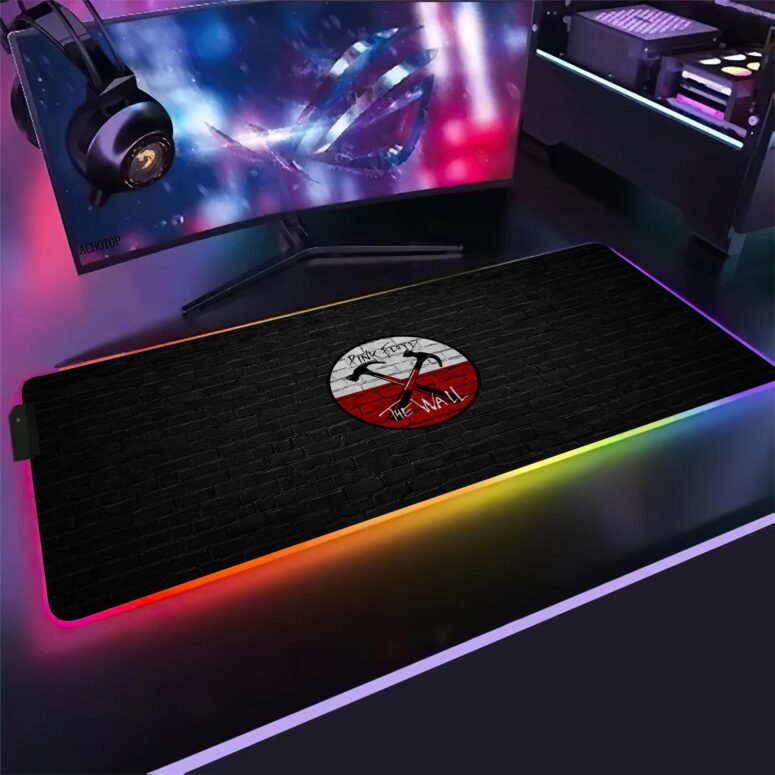 Pink Floyd The Wall Emblem on Brick Background Magic RGB Luminous Mouse Pad Led