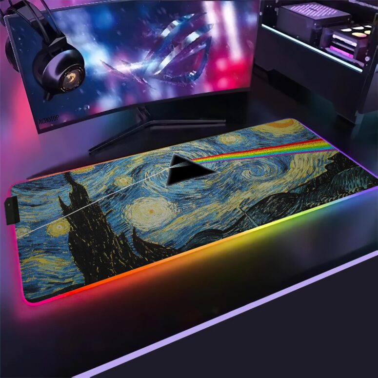 Starry Night Dark Side Of The Moon Van Gogh Magic RGB Pink Floyd Luminous Mouse Pad Led Starry Night Dark Side Of The Moon Van Gogh Magic RGB Pink Floyd Luminous Mouse Pad Led