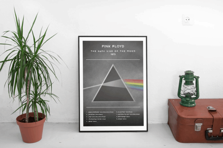 Pink Floyd Poster - Dark Side Of The Moon 1973 List Songs Pink Floyd Poster - Dark Side Of The Moon 1973 List Songs