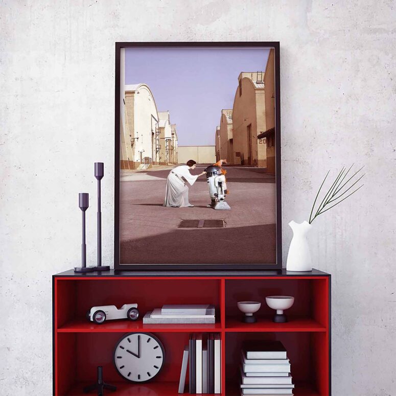 Pink Floyd Poster - Star Wars Princess Leia & R2D2 Wish You Were Here Pink Floyd Poster - Star Wars Princess Leia & R2D2 Wish You Were Here