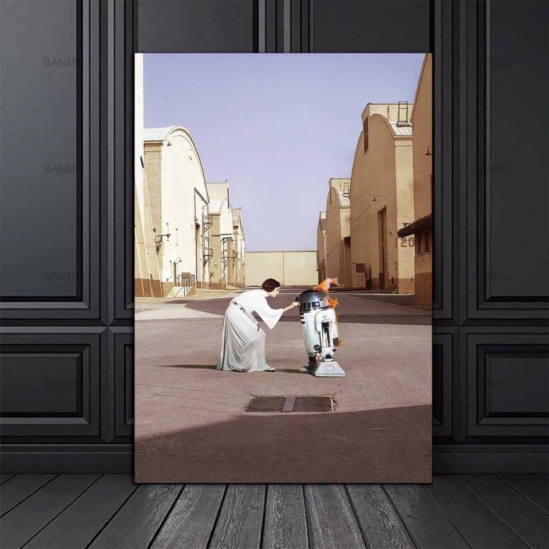 Pink Floyd Poster - Star Wars Princess Leia & R2D2 Wish You Were Here Pink Floyd Poster - Star Wars Princess Leia & R2D2 Wish You Were Here