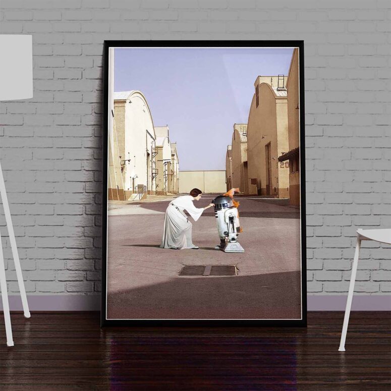 Pink Floyd Poster - Star Wars Princess Leia & R2D2 Wish You Were Here Pink Floyd Poster - Star Wars Princess Leia & R2D2 Wish You Were Here