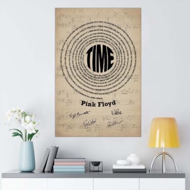 Time Pink Floyd Lyrics Vintage Sheet Music Signed Canvas