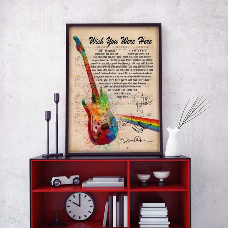 Wish You Were Here Pink Floyd Sign Guitar Canvas
