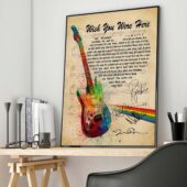 Wish You Were Here Pink Floyd Sign Guitar Canvas Vertical3 - OtherBrick