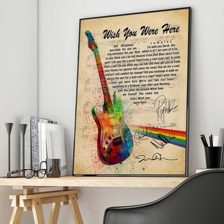 Wish You Were Here Pink Floyd Sign Guitar Canvas