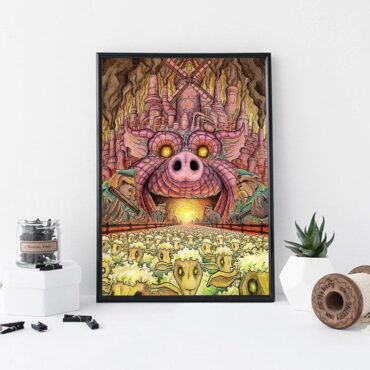 Animals Farm Tribute Painting Pink Floyd Canvas