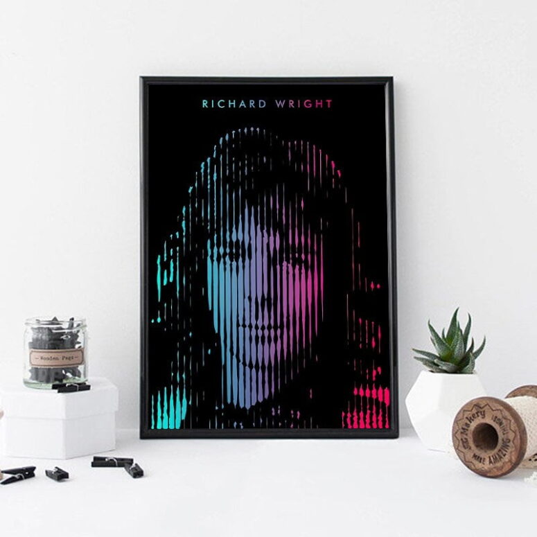 Richard Wright Line Art Pink Floyd Canvas