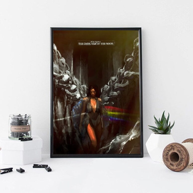 The Dark Side Of The Moon Lady Illustration Pink Floyd Canvas