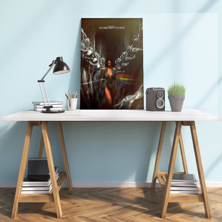The Dark Side Of The Moon Lady Illustration Pink Floyd Canvas