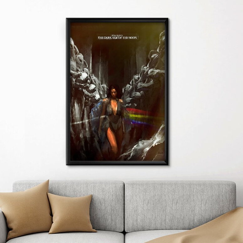 The Dark Side Of The Moon Lady Illustration Pink Floyd Canvas
