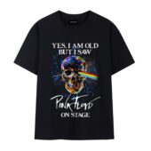 Skull Yes I Am Old But I Saw Pink Floyd On Stage Front Tshirt Black - OtherBrick